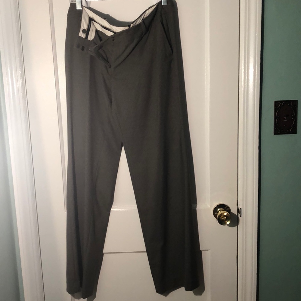 Loft pinstripe slacks, taupe and white. Size 10